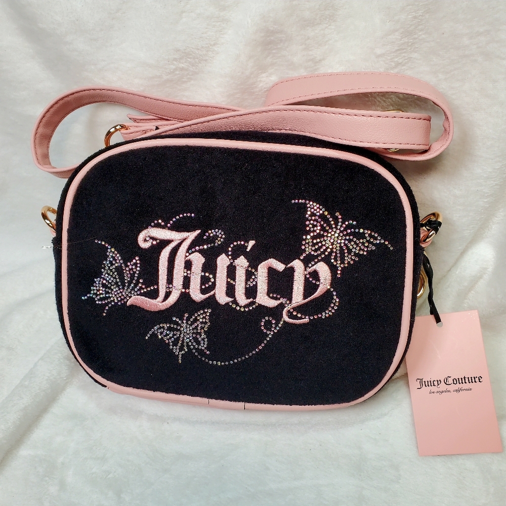 Juicy Couture Wingin‎ It Y2K Crossbody Camera Bag Butterfly Design Rhinestones